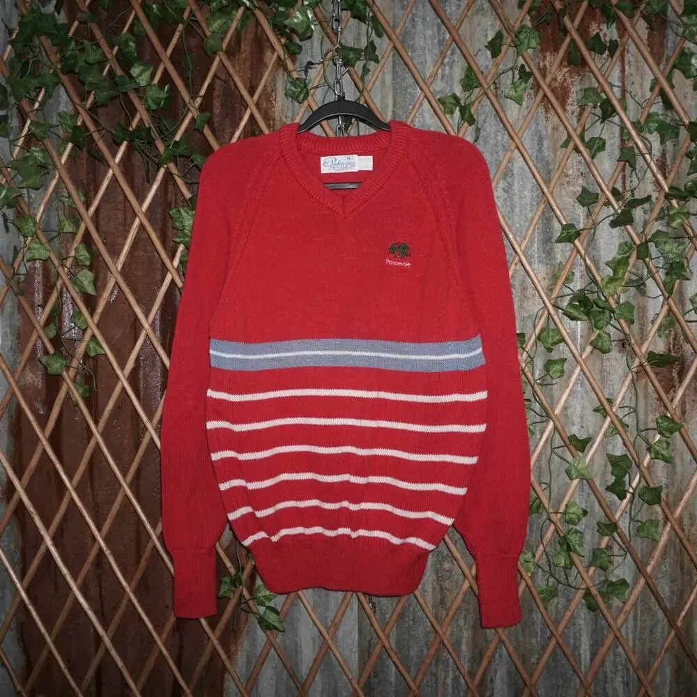 M-Vintage Y2K Princeville stripe tree embroider knit sweater